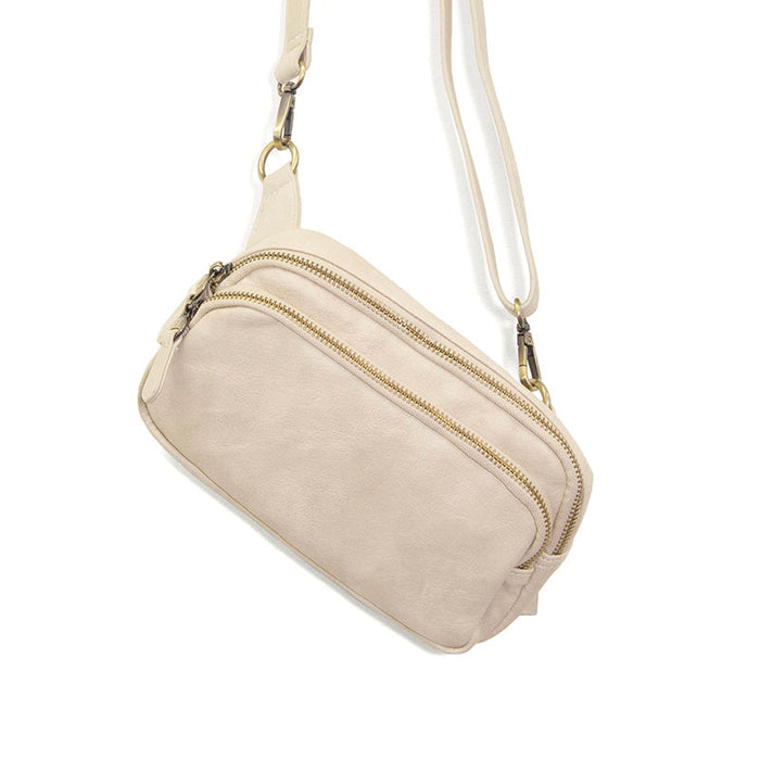 Double Zip Cream Sling Bag