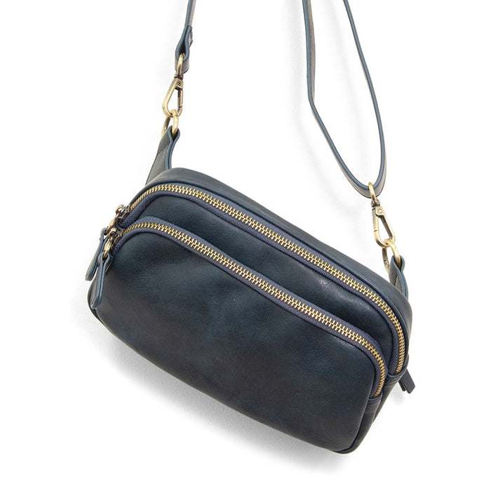Navy Double Zip Sling Bag