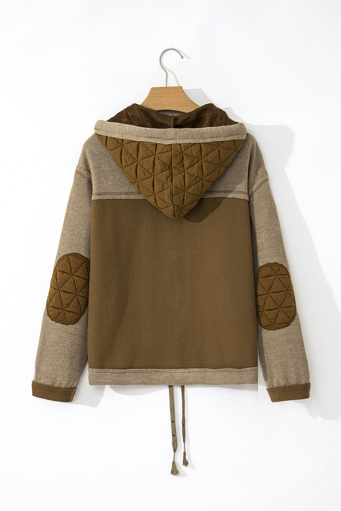 Veste à capuche coupe ample matelassée texturée vert kaki