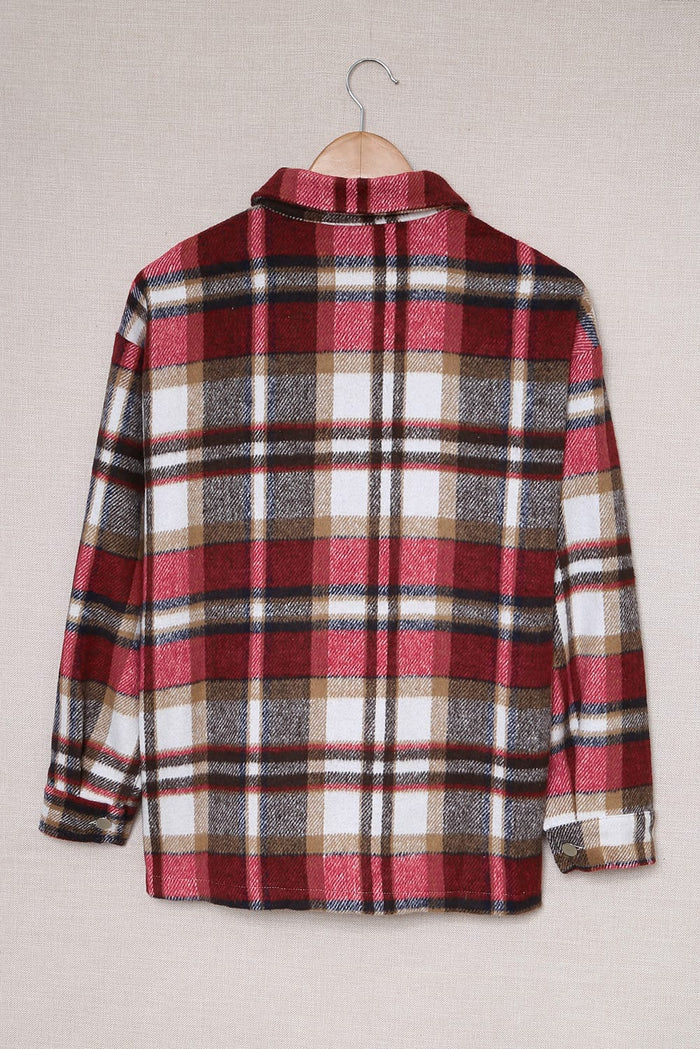 Veste à poches à imprimé écossais géométrique *