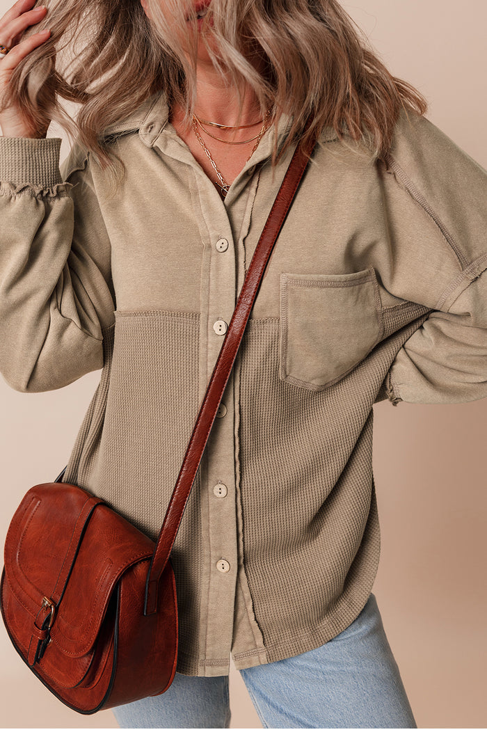Veste ample en patchwork texturé à délavage minéral Goat