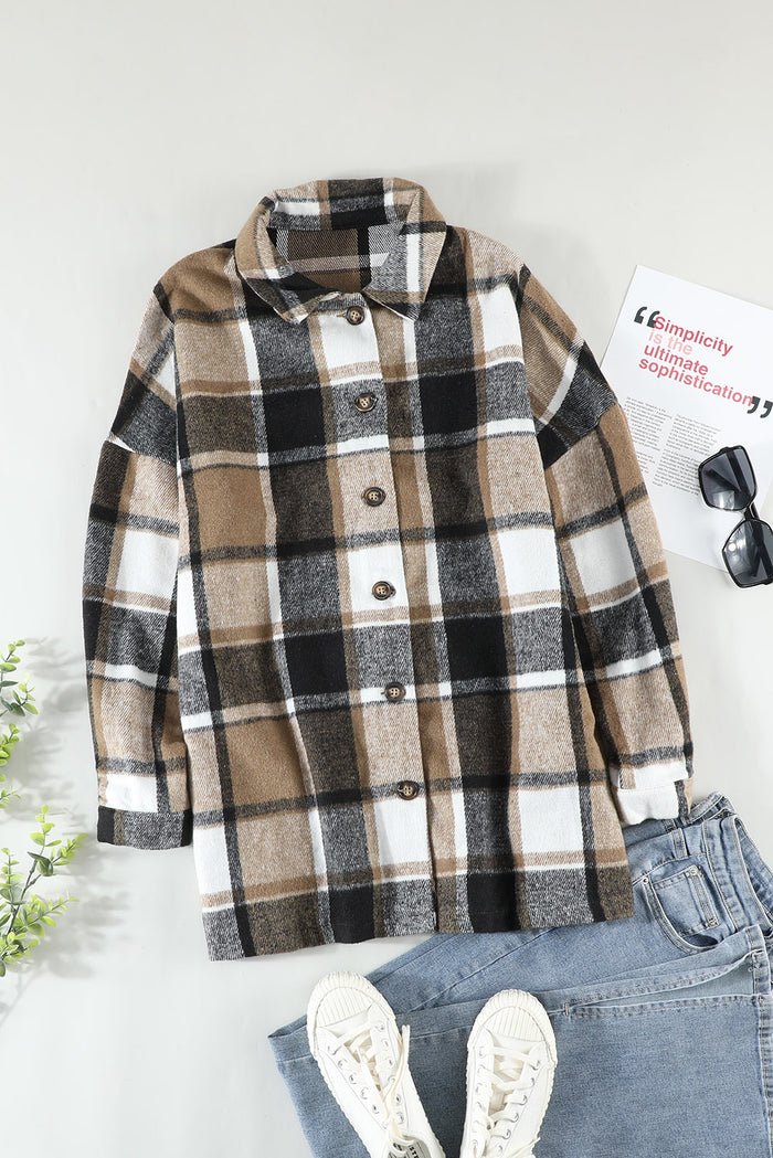 Veste chemise boutonnée à carreaux