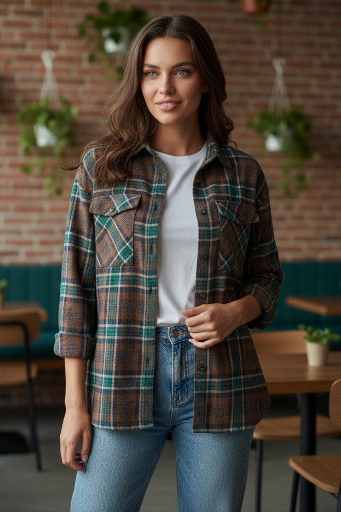 Veste chemise boutonnée marron *