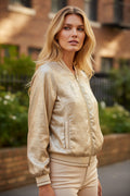Veste de baseball zippée beige métallisée