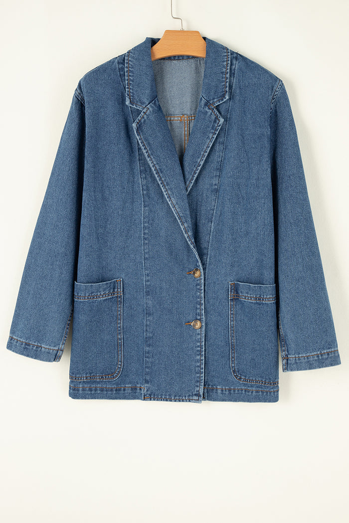 Veste en jean bleu voile avec poches latérales *