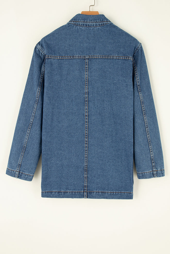 Veste en jean bleu voile avec poches latérales *