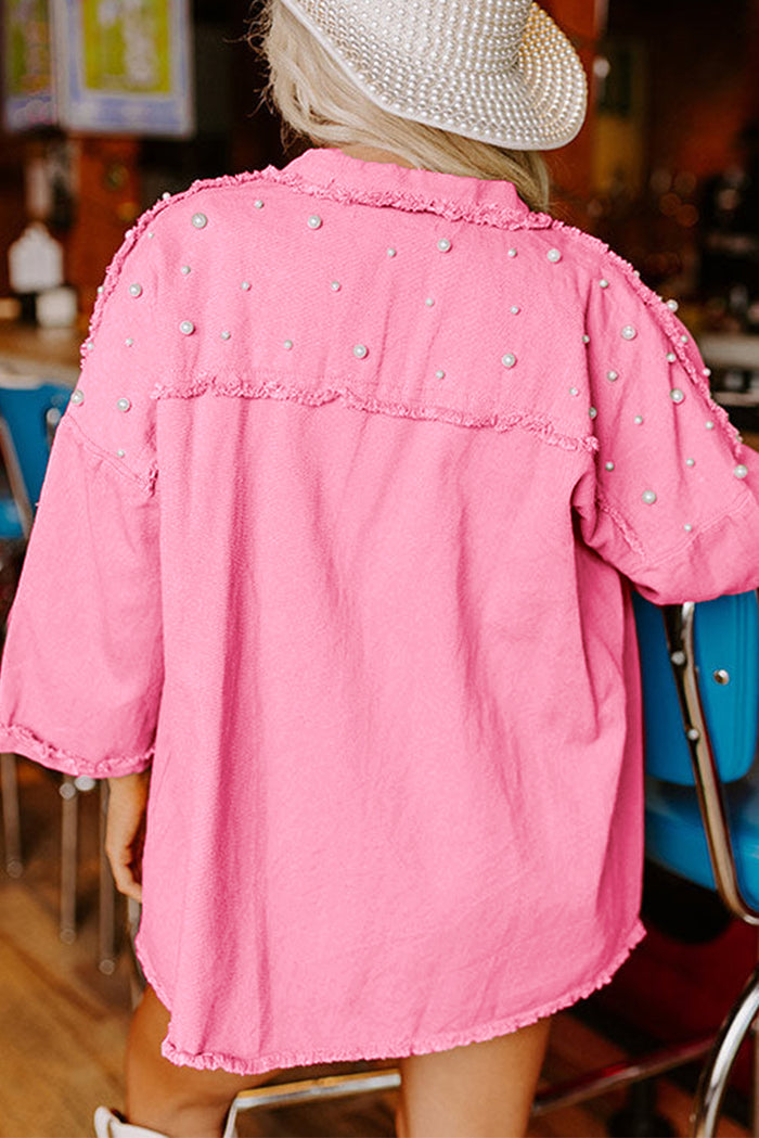 Veste en jean boutonnée à ourlet brut *