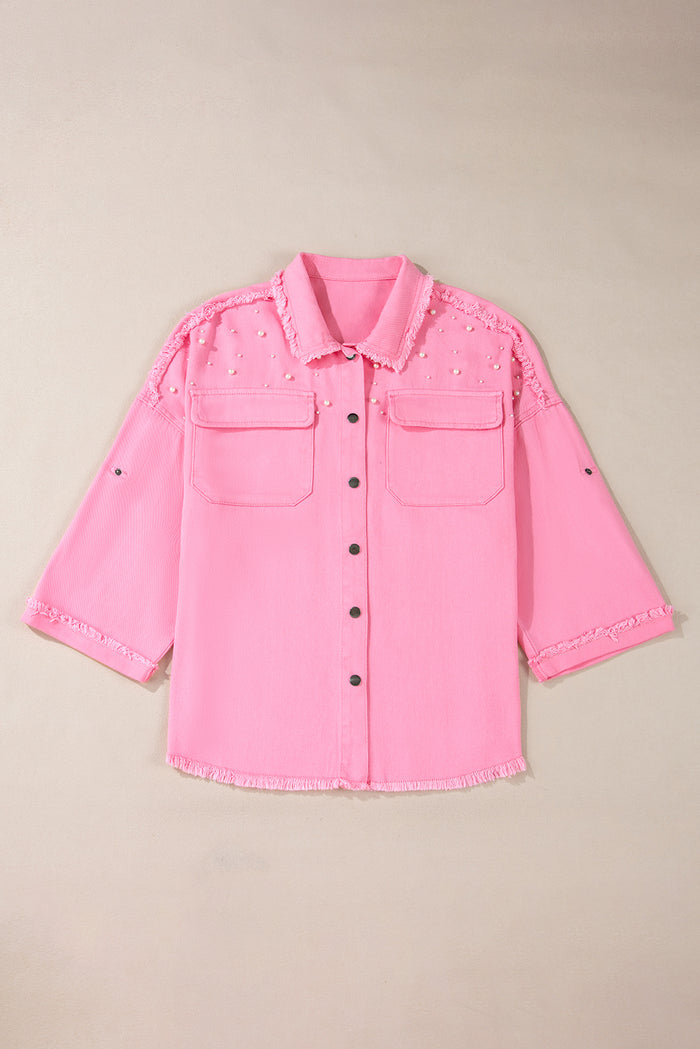 Veste en jean boutonnée à ourlet brut *