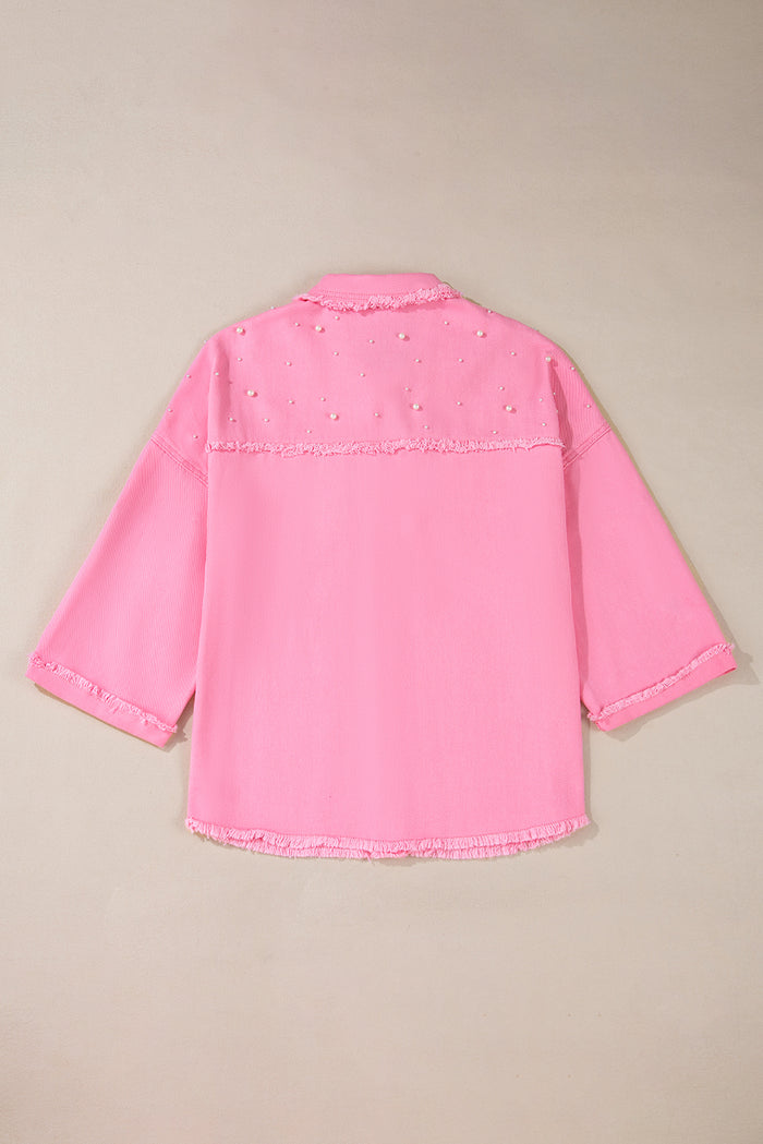Veste en jean boutonnée à ourlet brut *