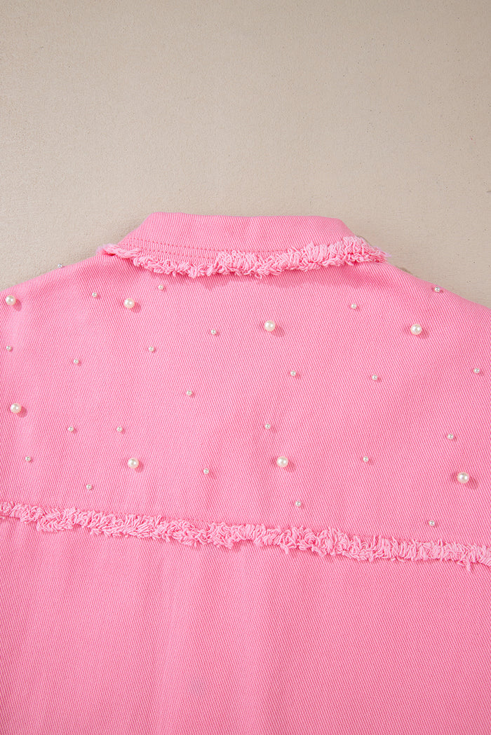 Veste en jean boutonnée à ourlet brut *