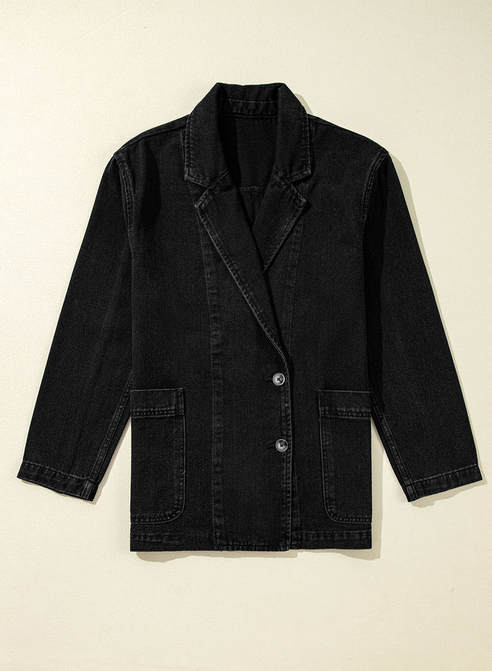 Veste en jean noire avec poches latérales *