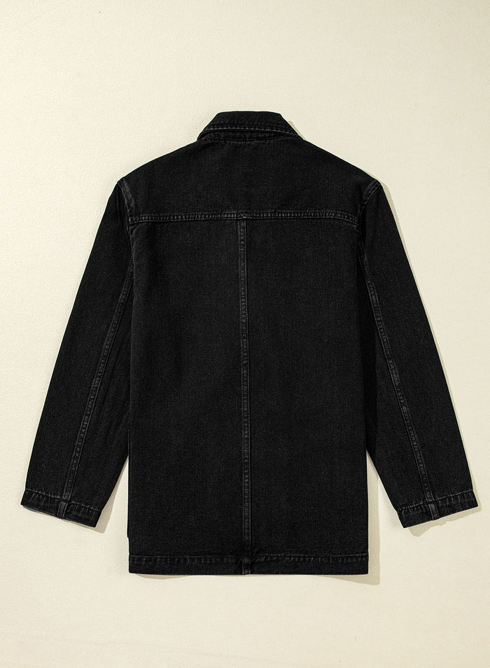 Veste en jean noire avec poches latérales *