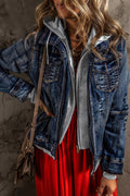 Veste en jean zippée à capuche *