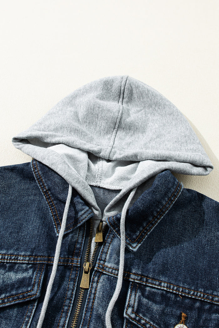 Veste en jean zippée à capuche *