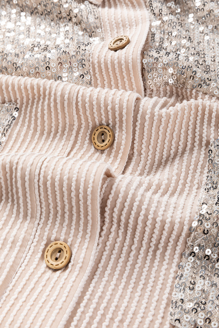 Veste filaire avec poche poitrine plaquée à sequins parchemin