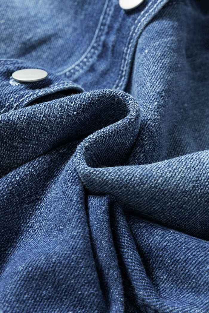 Veste longue en jean effiloché effet vieilli *