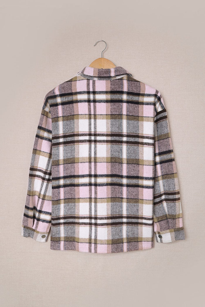 Veste longue rose à poches et imprimé géométrique *
