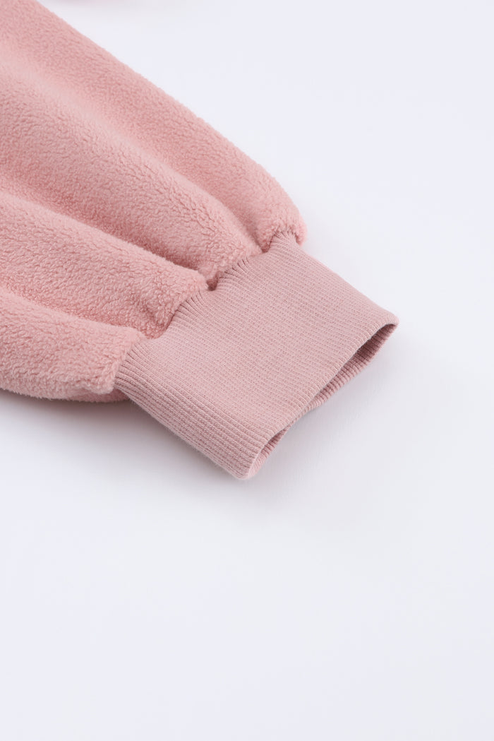 Veste rose zippée à capuche et cordon de serrage avec poche à rabat