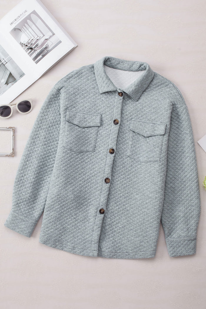 Veste Texturée à Treillis avec Poches à Rabat