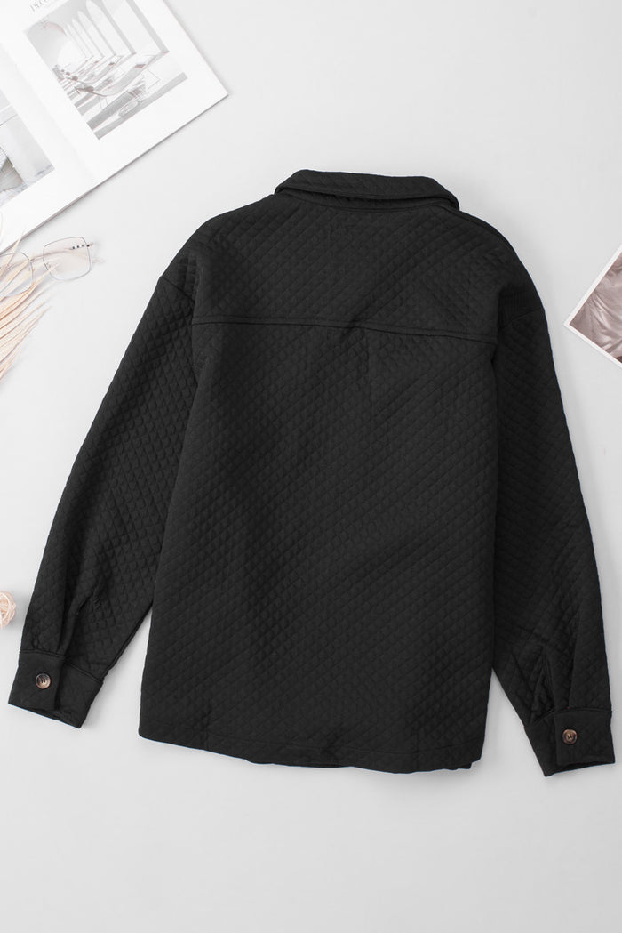 Veste Texturée à Treillis avec Poches à Rabat