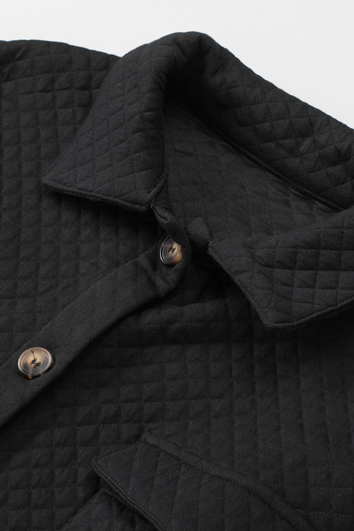 Veste Texturée à Treillis avec Poches à Rabat