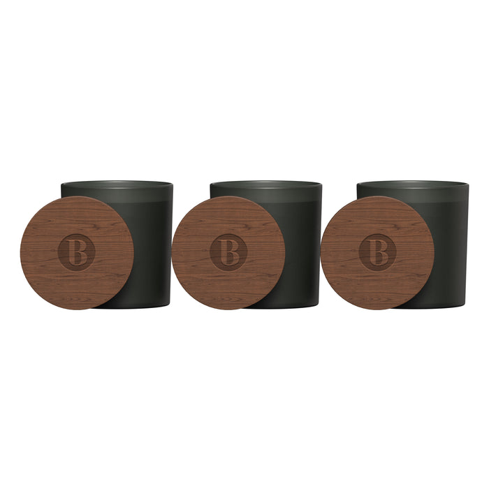 Vista Glass Candle 3-Pack With Acacia Wood Lids