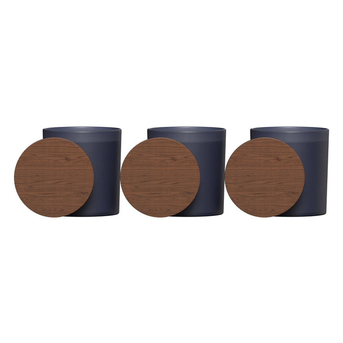 Vista Glass Candle 3-Pack With Acacia Wood Lids