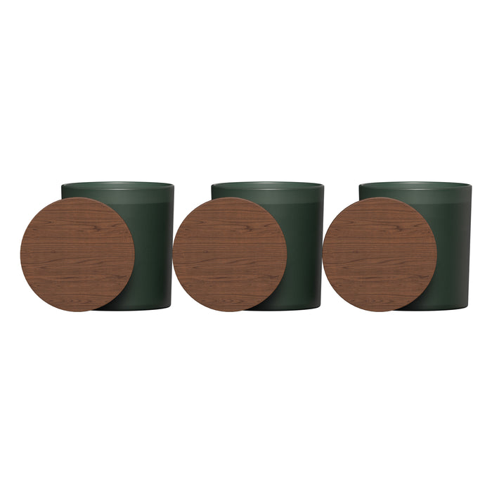 Vista Glass Candle 3-Pack With Acacia Wood Lids