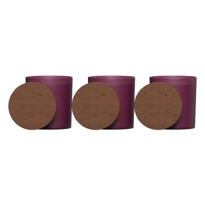 Vista Glass Candle 3-Pack With Acacia Wood Lids