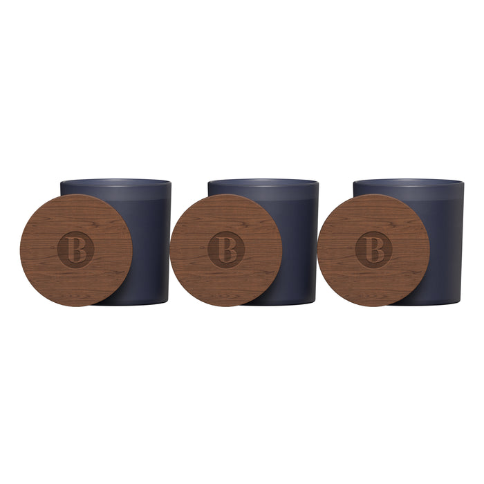 Vista Glass Candle 3-Pack With Acacia Wood Lids