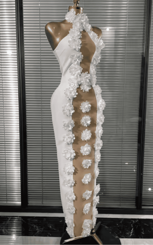 Vlady White Floral Off Shoulder Bodycon Bandage Long Dress