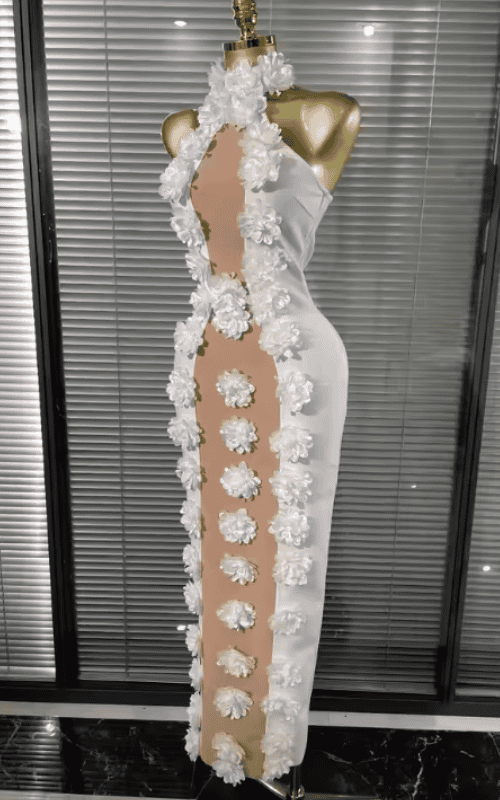 Vlady White Floral Off Shoulder Bodycon Bandage Long Dress