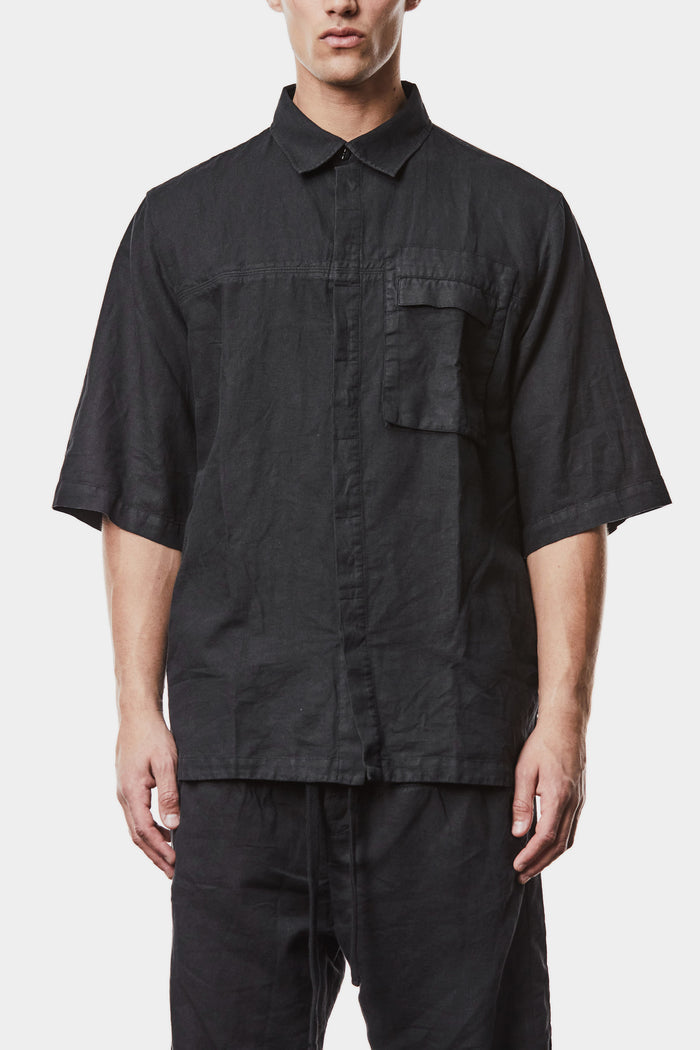 Thom/Krom | SS25 - Washed linen blend short sleeve shirt