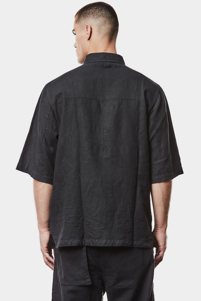Thom/Krom | SS25 - Washed linen blend short sleeve shirt