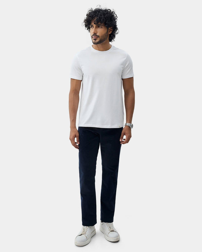 White Crew Neck Solid T-Shirt - Twinn