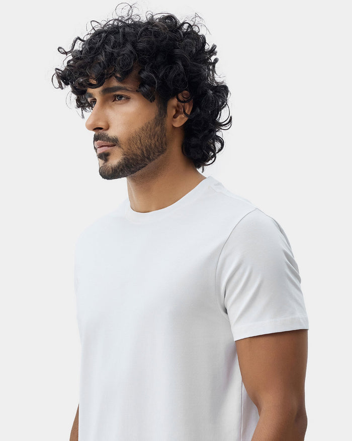 White Crew Neck Solid T-Shirt - Twinn