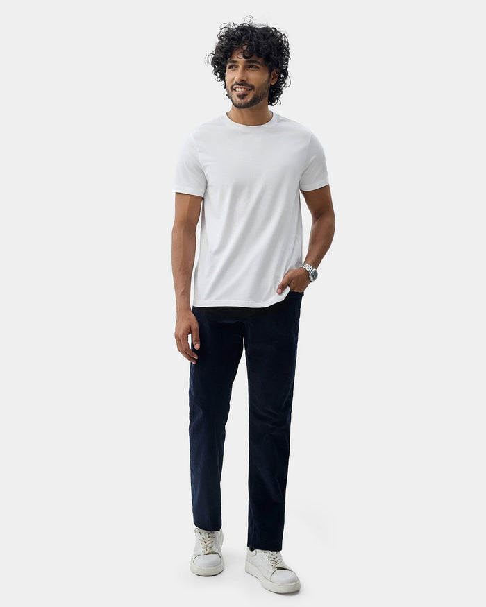 White Crew Neck Solid T-Shirt - Twinn