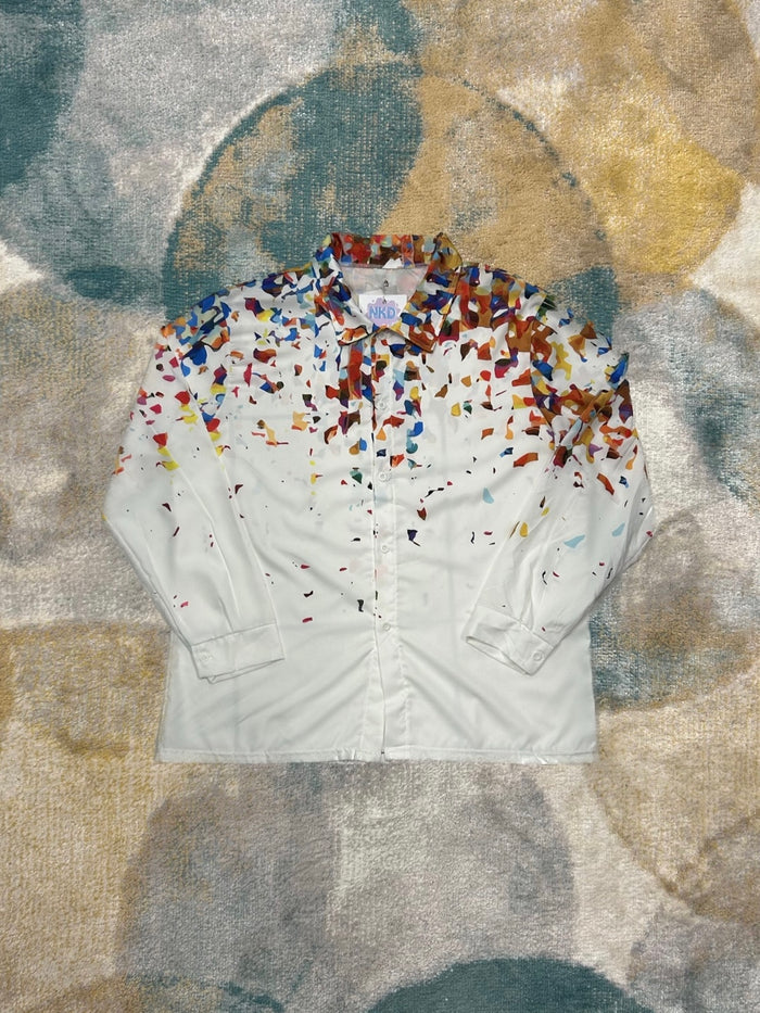 White Geometric Shapes Colorful Long Shirt