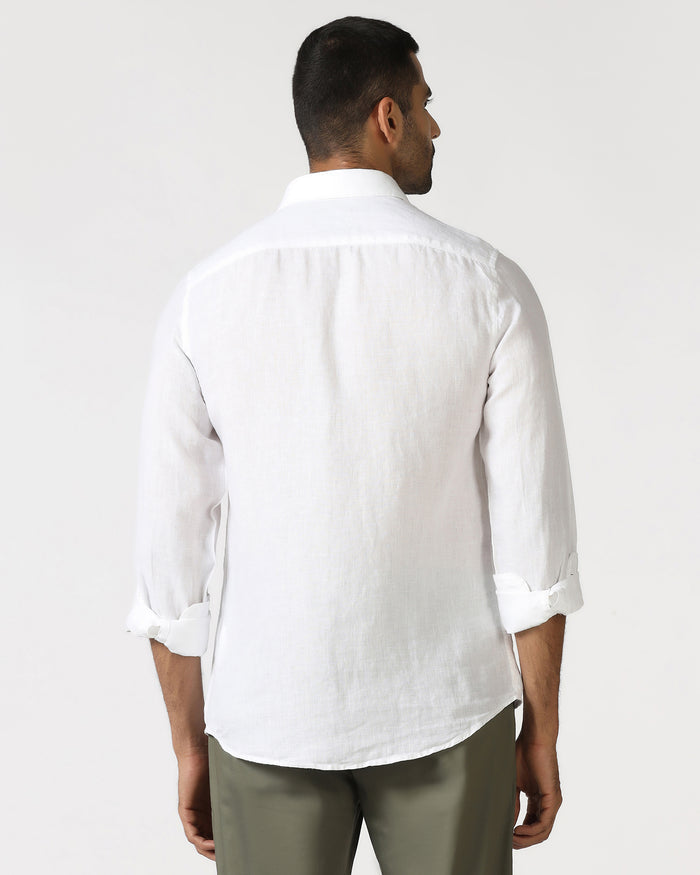 White Linen Solid Shirt - Almer