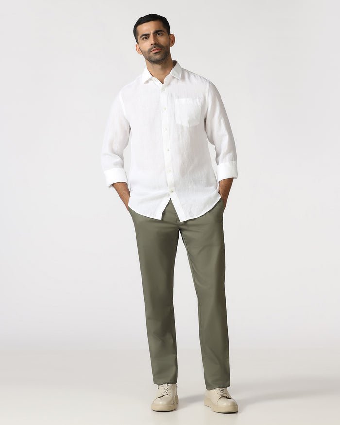 White Linen Solid Shirt - Almer