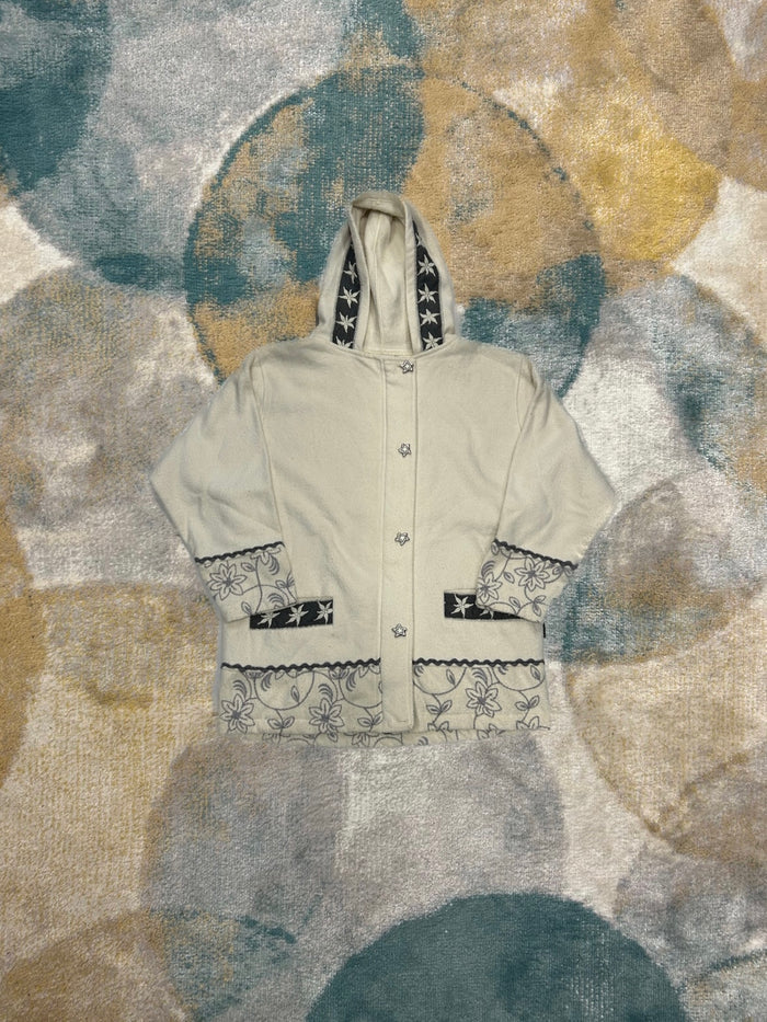 White Patterned Starfish Fleece Jacket