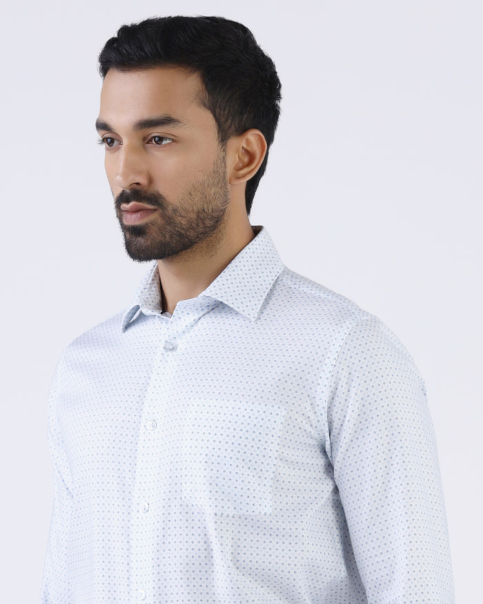 White Staples Print Formal Shirts - Eagle