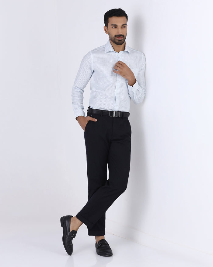 White Staples Print Formal Shirts - Eagle