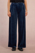 wide leg velvet pants blue