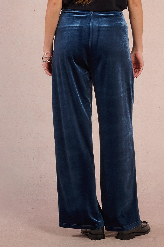 blue velvet wide leg pants for women