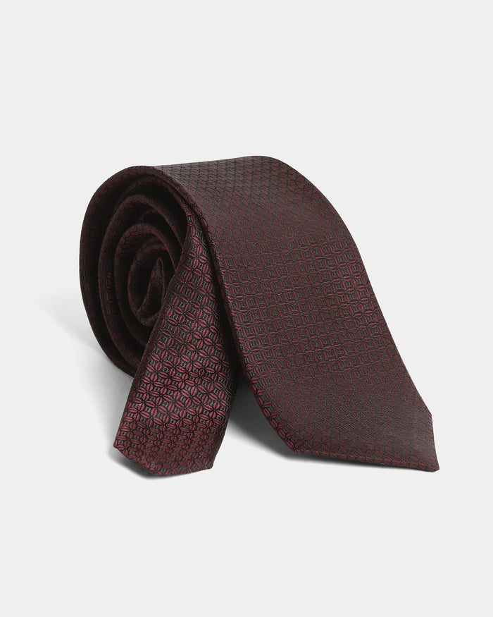 Wine Silk Jacquard Tie - Busan