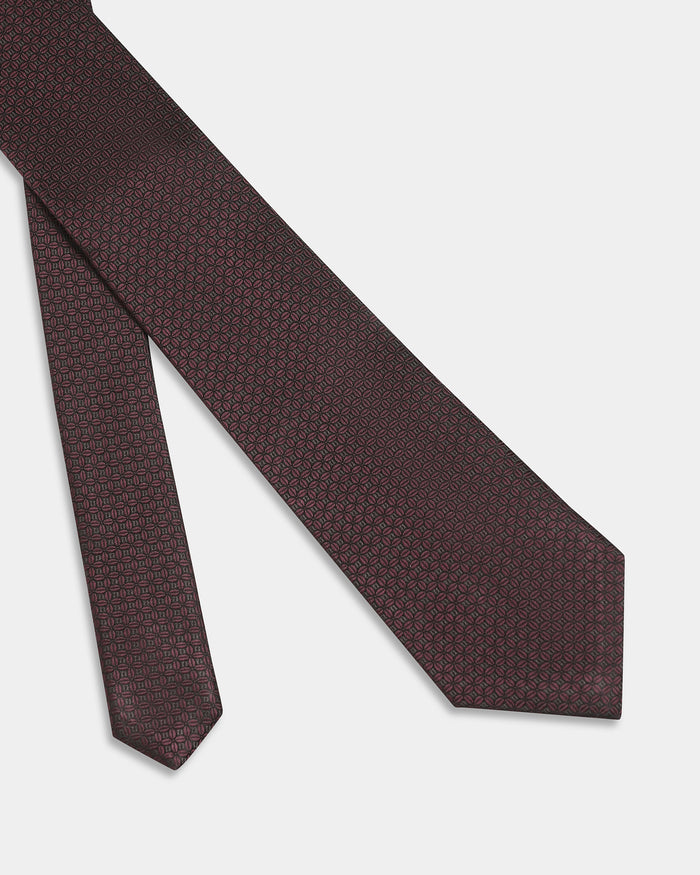 Wine Silk Jacquard Tie - Busan