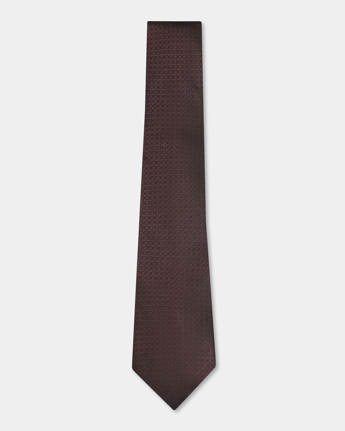 Wine Silk Jacquard Tie - Busan