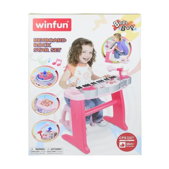 Winfun Keyboard Rock Star 37-Key Electronic Musical Set with Microphone for Kids