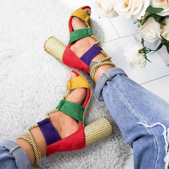 Women Pumps Lace Up High Heels Gladiator Sandals